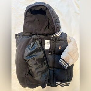 GAP Baby Black and Gray Puffer Coat 18-24 month